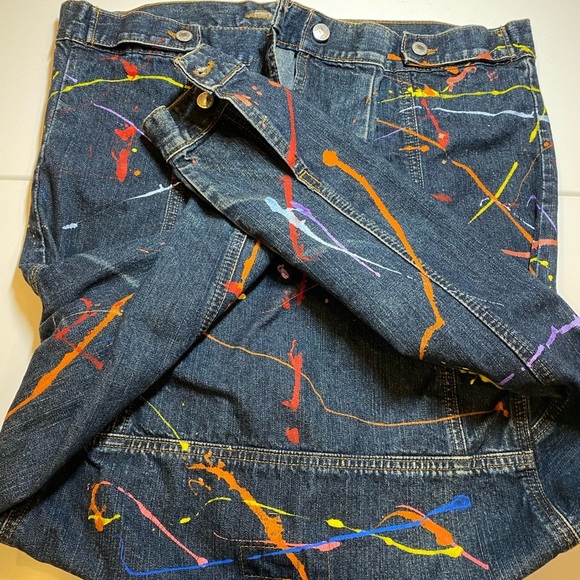 OLD NAVY HAND PAINT BLUE JEAN JACKET SIZE M - Picture 5 of 7